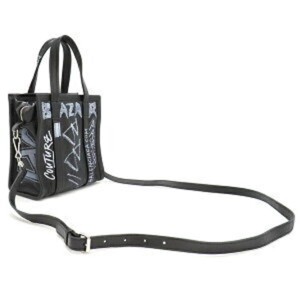 Balenciaga Shopper Graffiti XXS Black Bag Leather Bazaar - Picture 1 of 9